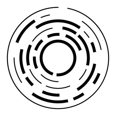 Dairesel, yoğunlaştırılmış çemberler, halkalar. Soyut geometrik çember. Döndür, döndür, döndür. Rastgele döndürme çemberleri stok vektör illüstrasyonu, kırpma sanatı grafikleri.