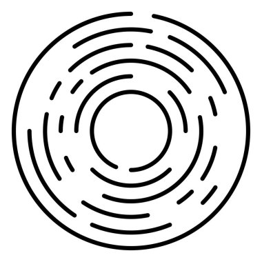 Dairesel, yoğunlaştırılmış çemberler, halkalar. Soyut geometrik çember. Döndür, döndür, döndür. Rastgele döndürme çemberleri stok vektör illüstrasyonu, kırpma sanatı grafikleri.