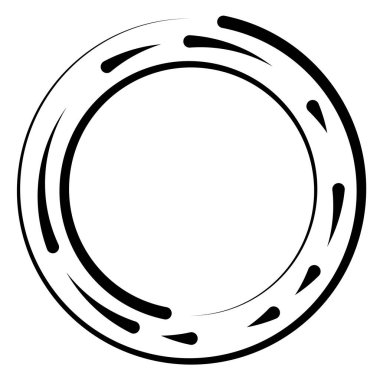 Dairesel, yoğunlaştırılmış çemberler, halkalar. Soyut geometrik çember. Döndür, döndür, döndür. Rastgele döndürme çemberleri stok vektör illüstrasyonu, kırpma sanatı grafikleri.
