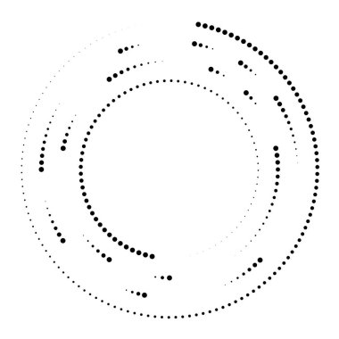 Dairesel, yoğunlaştırılmış çemberler, halkalar. Soyut geometrik çember. Döndür, döndür, döndür. Rastgele döndürme çemberleri stok vektör illüstrasyonu, kırpma sanatı grafikleri.