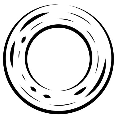 Dairesel, yoğunlaştırılmış çemberler, halkalar. Soyut geometrik çember. Döndür, döndür, döndür. Rastgele döndürme çemberleri stok vektör illüstrasyonu, kırpma sanatı grafikleri.
