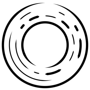 Dairesel, yoğunlaştırılmış çemberler, halkalar. Soyut geometrik çember. Döndür, döndür, döndür. Rastgele döndürme çemberleri stok vektör illüstrasyonu, kırpma sanatı grafikleri.