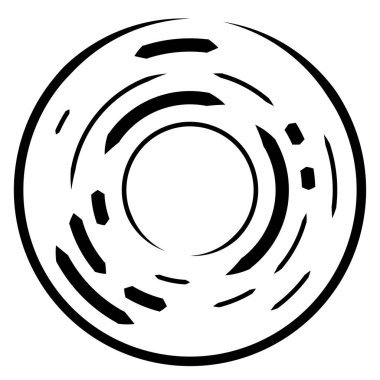 Dairesel, yoğunlaştırılmış çemberler, halkalar. Soyut geometrik çember. Döndür, döndür, döndür. Rastgele döndürme çemberleri stok vektör illüstrasyonu, kırpma sanatı grafikleri.