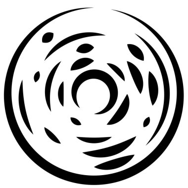 Dairesel, yoğunlaştırılmış çemberler, halkalar. Soyut geometrik çember. Döndür, döndür, döndür. Rastgele döndürme çemberleri stok vektör illüstrasyonu, kırpma sanatı grafikleri.