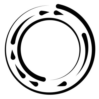 Dairesel, yoğunlaştırılmış çemberler, halkalar. Soyut geometrik çember. Döndür, döndür, döndür. Rastgele döndürme çemberleri stok vektör illüstrasyonu, kırpma sanatı grafikleri.