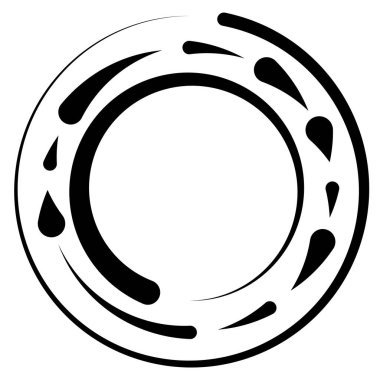 Dairesel, yoğunlaştırılmış çemberler, halkalar. Soyut geometrik çember. Döndür, döndür, döndür. Rastgele döndürme çemberleri stok vektör illüstrasyonu, kırpma sanatı grafikleri.