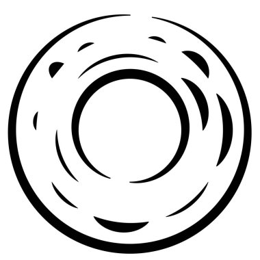 Dairesel, yoğunlaştırılmış çemberler, halkalar. Soyut geometrik çember. Döndür, döndür, döndür. Rastgele döndürme çemberleri stok vektör illüstrasyonu, kırpma sanatı grafikleri.