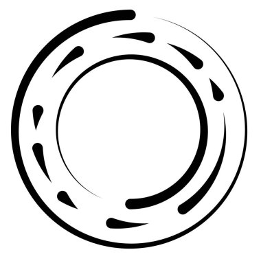 Dairesel, yoğunlaştırılmış çemberler, halkalar. Soyut geometrik çember. Döndür, döndür, döndür. Rastgele döndürme çemberleri stok vektör illüstrasyonu, kırpma sanatı grafikleri.