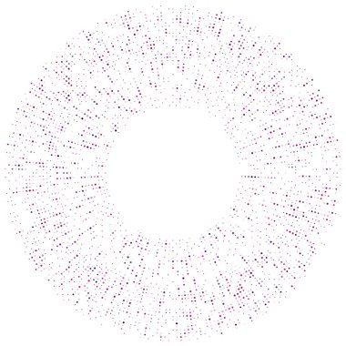 Renkli, renkli rastgele daireler, noktalar, benekler ve çiller konsantre, dairesel ve dairesel elementler. Noktacılık, noktacılık rastgele polikrom yarım ton daireler stok vektör çizimi, klip- sanat grafikleri