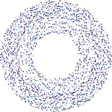 Renkli, renkli rastgele daireler, noktalar, benekler ve çiller konsantre, dairesel ve dairesel elementler. Noktacılık, noktacılık rastgele polikrom yarım ton daireler stok vektör çizimi, klip- sanat grafikleri