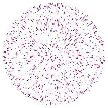 Renkli, renkli rastgele daireler, noktalar, benekler ve çiller konsantre, dairesel ve dairesel elementler. Noktacılık, noktacılık rastgele polikrom yarım ton daireler stok vektör çizimi, klip- sanat grafikleri