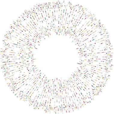 Renkli, renkli rastgele daireler, noktalar, benekler ve çiller konsantre, dairesel ve dairesel elementler. Noktacılık, noktacılık rastgele polikrom yarım ton daireler stok vektör çizimi, klip- sanat grafikleri