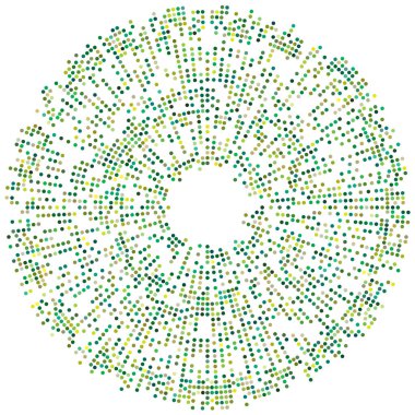 Renkli, renkli rastgele daireler, noktalar, benekler ve çiller konsantre, dairesel ve dairesel elementler. Noktacılık, noktacılık rastgele polikrom yarım ton daireler stok vektör çizimi, klip- sanat grafikleri