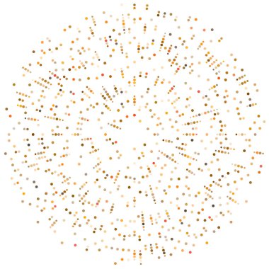 Renkli, renkli rastgele daireler, noktalar, benekler ve çiller konsantre, dairesel ve dairesel elementler. Noktacılık, noktacılık rastgele polikrom yarım ton daireler stok vektör çizimi, klip- sanat grafikleri