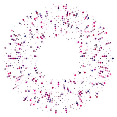 Renkli, renkli rastgele daireler, noktalar, benekler ve çiller konsantre, dairesel ve dairesel elementler. Noktacılık, noktacılık rastgele polikrom yarım ton daireler stok vektör çizimi, klip- sanat grafikleri
