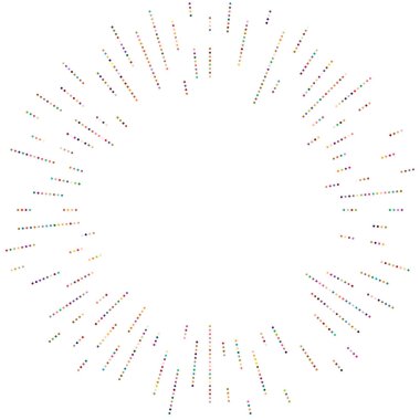 Renkli, renkli rastgele daireler, noktalar, benekler ve çiller konsantre, dairesel ve dairesel elementler. Noktacılık, noktacılık rastgele polikrom yarım ton daireler stok vektör çizimi, klip- sanat grafikleri