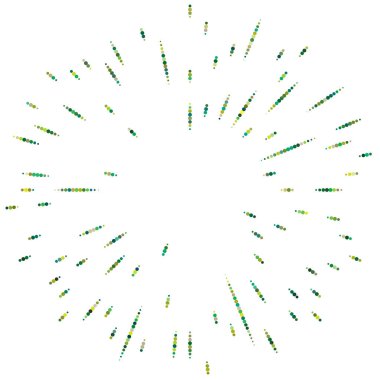 Renkli, renkli rastgele daireler, noktalar, benekler ve çiller konsantre, dairesel ve dairesel elementler. Noktacılık, noktacılık rastgele polikrom yarım ton daireler stok vektör çizimi, klip- sanat grafikleri
