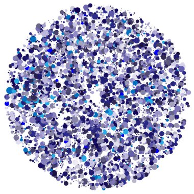 Renkli, renkli rastgele daireler, noktalar, benekler ve çiller konsantre, dairesel ve dairesel elementler. Noktacılık, noktacılık rastgele polikrom yarım ton daireler stok vektör çizimi, klip- sanat grafikleri