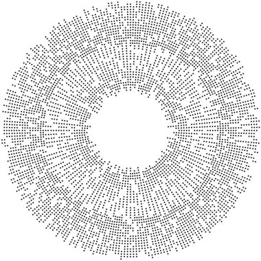 Rastgele daireler, noktalar, benekler ve çiller eşmerkezli, dairesel ve dairesel elementler. Noktacılık, noktacılık rastgele yarım ton daireler stok vektör illüstrasyonu, klip- sanat grafikleri.