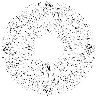 Renkli, renkli rastgele daireler, noktalar, benekler ve çiller konsantre, dairesel ve dairesel elementler. Noktacılık, noktacılık rastgele polikrom yarım ton daireler stok vektör çizimi, klip- sanat grafikleri