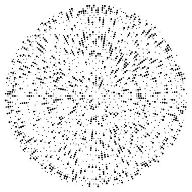 Renkli, renkli rastgele daireler, noktalar, benekler ve çiller konsantre, dairesel ve dairesel elementler. Noktacılık, noktacılık rastgele polikrom yarım ton daireler stok vektör çizimi, klip- sanat grafikleri