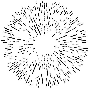 Rastgele daireler, noktalar, benekler ve çiller eşmerkezli, dairesel ve dairesel elementler. Noktacılık, noktacılık rastgele yarım ton daireler stok vektör illüstrasyonu, klip- sanat grafikleri.