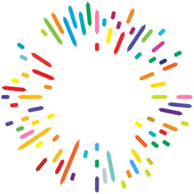 Radikal, yayılan çizgiler. Radyasyon, patlama, parıltı, parıltı ve parıltı efekti. Soyut patlama, aurora, aura etkisi stok vektör çizimi, klip- sanat grafikleri.