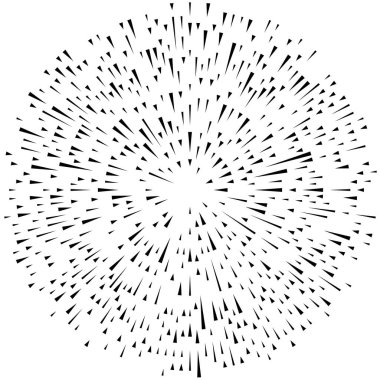Radikal, yayılan çizgiler. Radyasyon, patlama, parıltı, parıltı ve parıltı efekti. Soyut patlama, aurora, aura etkisi stok vektör çizimi, klip- sanat grafikleri.