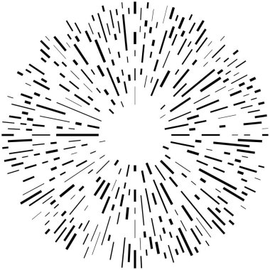 Radikal, yayılan çizgiler. Radyasyon, patlama, parıltı, parıltı ve parıltı efekti. Soyut patlama, aurora, aura etkisi stok vektör çizimi, klip- sanat grafikleri.