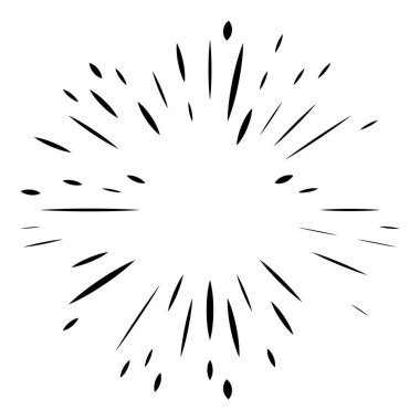 Radikal, yayılan çizgiler. Radyasyon, patlama, parıltı, parıltı ve parıltı efekti. Soyut patlama, aurora, aura etkisi stok vektör çizimi, klip- sanat grafikleri.