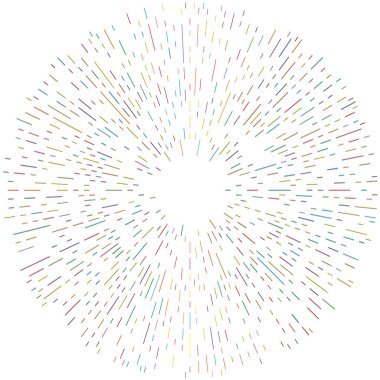 Radikal, yayılan çizgiler. Radyasyon, patlama, parıltı, parıltı ve parıltı efekti. Soyut patlama, aurora, aura etkisi stok vektör çizimi, klip- sanat grafikleri.