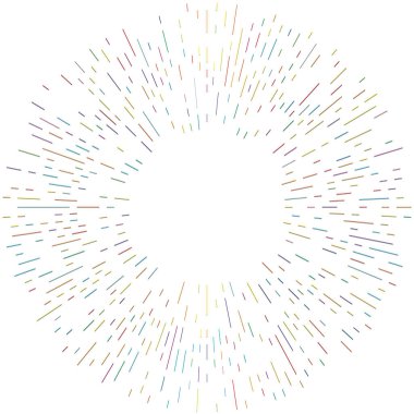 Radikal, yayılan çizgiler. Radyasyon, patlama, parıltı, parıltı ve parıltı efekti. Soyut patlama, aurora, aura etkisi stok vektör çizimi, klip- sanat grafikleri.