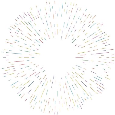 Radikal, yayılan çizgiler. Radyasyon, patlama, parıltı, parıltı ve parıltı efekti. Soyut patlama, aurora, aura etkisi stok vektör çizimi, klip- sanat grafikleri.