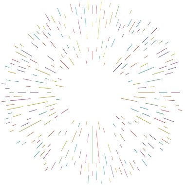 Radikal, yayılan çizgiler. Radyasyon, patlama, parıltı, parıltı ve parıltı efekti. Soyut patlama, aurora, aura etkisi stok vektör çizimi, klip- sanat grafikleri.