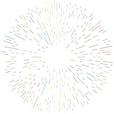 Radikal, yayılan çizgiler. Radyasyon, patlama, parıltı, parıltı ve parıltı efekti. Soyut patlama, aurora, aura etkisi stok vektör çizimi, klip- sanat grafikleri.