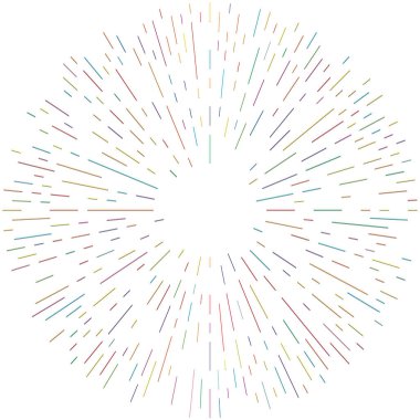 Radikal, yayılan çizgiler. Radyasyon, patlama, parıltı, parıltı ve parıltı efekti. Soyut patlama, aurora, aura etkisi stok vektör çizimi, klip- sanat grafikleri.