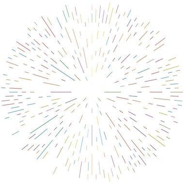 Radikal, yayılan çizgiler. Radyasyon, patlama, parıltı, parıltı ve parıltı efekti. Soyut patlama, aurora, aura etkisi stok vektör çizimi, klip- sanat grafikleri.