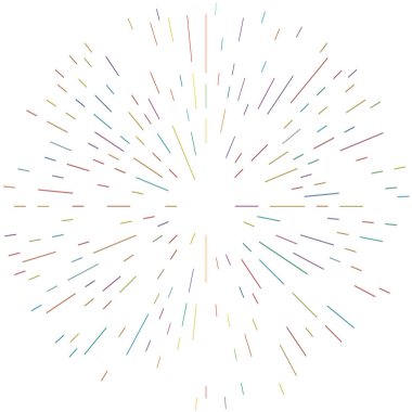 Radikal, yayılan çizgiler. Radyasyon, patlama, parıltı, parıltı ve parıltı efekti. Soyut patlama, aurora, aura etkisi stok vektör çizimi, klip- sanat grafikleri.