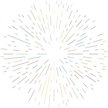 Radikal, yayılan çizgiler. Radyasyon, patlama, parıltı, parıltı ve parıltı efekti. Soyut patlama, aurora, aura etkisi stok vektör çizimi, klip- sanat grafikleri.