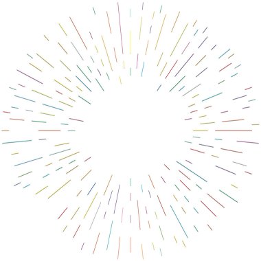 Radikal, yayılan çizgiler. Radyasyon, patlama, parıltı, parıltı ve parıltı efekti. Soyut patlama, aurora, aura etkisi stok vektör çizimi, klip- sanat grafikleri.