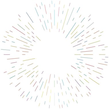 Radikal, yayılan çizgiler. Radyasyon, patlama, parıltı, parıltı ve parıltı efekti. Soyut patlama, aurora, aura etkisi stok vektör çizimi, klip- sanat grafikleri.