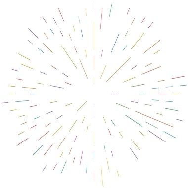 Radikal, yayılan çizgiler. Radyasyon, patlama, parıltı, parıltı ve parıltı efekti. Soyut patlama, aurora, aura etkisi stok vektör çizimi, klip- sanat grafikleri.