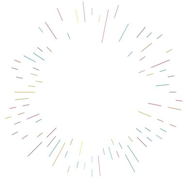 Radikal, yayılan çizgiler. Radyasyon, patlama, parıltı, parıltı ve parıltı efekti. Soyut patlama, aurora, aura etkisi stok vektör çizimi, klip- sanat grafikleri.