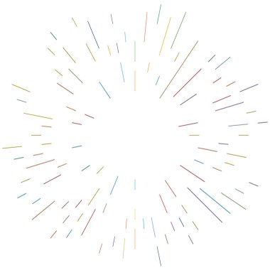 Radikal, yayılan çizgiler. Radyasyon, patlama, parıltı, parıltı ve parıltı efekti. Soyut patlama, aurora, aura etkisi stok vektör çizimi, klip- sanat grafikleri.
