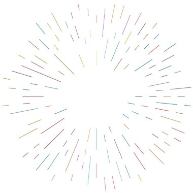 Radikal, yayılan çizgiler. Radyasyon, patlama, parıltı, parıltı ve parıltı efekti. Soyut patlama, aurora, aura etkisi stok vektör çizimi, klip- sanat grafikleri.