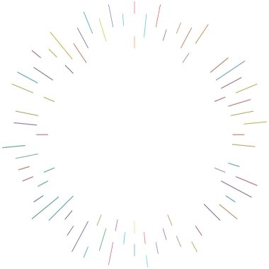 Radikal, yayılan çizgiler. Radyasyon, patlama, parıltı, parıltı ve parıltı efekti. Soyut patlama, aurora, aura etkisi stok vektör çizimi, klip- sanat grafikleri.