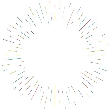 Radikal, yayılan çizgiler. Radyasyon, patlama, parıltı, parıltı ve parıltı efekti. Soyut patlama, aurora, aura etkisi stok vektör çizimi, klip- sanat grafikleri.