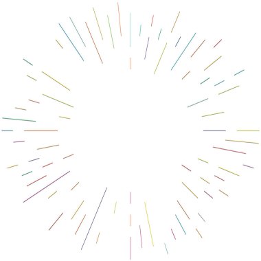 Radikal, yayılan çizgiler. Radyasyon, patlama, parıltı, parıltı ve parıltı efekti. Soyut patlama, aurora, aura etkisi stok vektör çizimi, klip- sanat grafikleri.