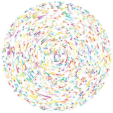 Renkli dairesel, eşmerkezli çemberler. Radyal, yayılan halkalar. Soyut geometrik çember şekli, tasarım elemanı. Girdaplar, girdaplar, girdaplar, girdaplar, girdaplar, girdaplar ve girdaplar.