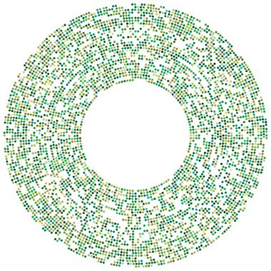 Renkli, renkli rastgele daireler, noktalar, benekler ve çiller konsantre, dairesel ve dairesel elementler. Noktacılık, noktacılık rastgele polikrom yarım ton daireler stok vektör çizimi, klip- sanat grafikleri